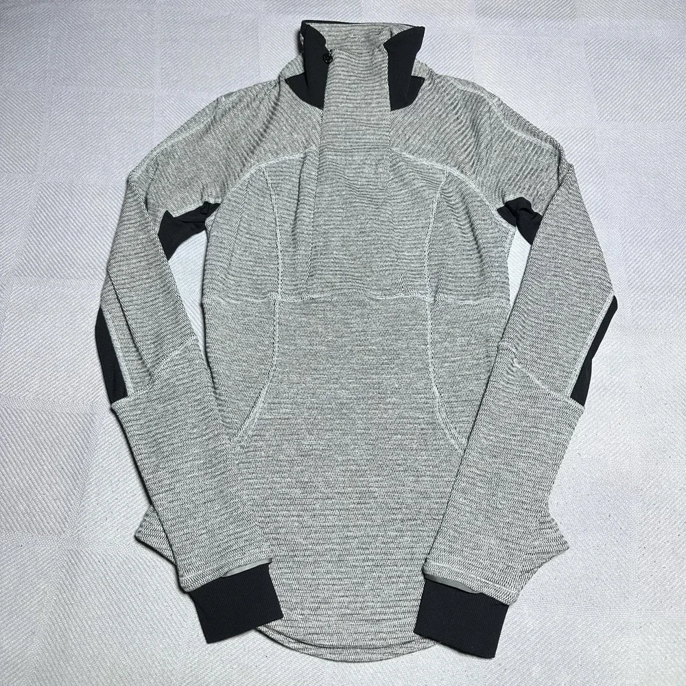 Lululemon Base‎ Runner 1/2 Zip Size 2 Performance Rulu Fabric Mini Check Heather